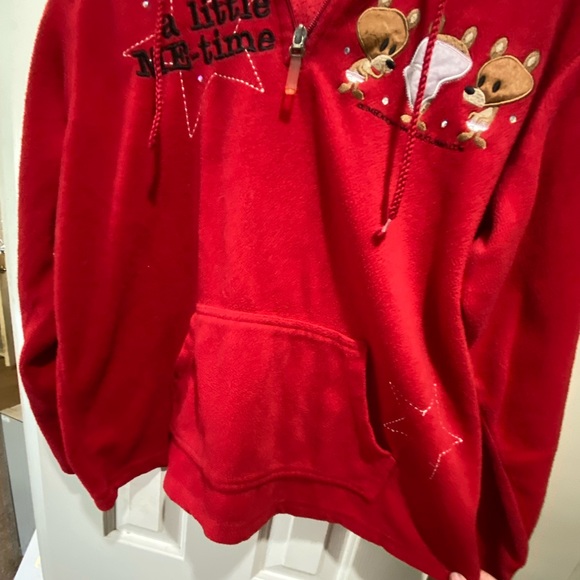 red fuzzy zip up - Picture 2 of 8